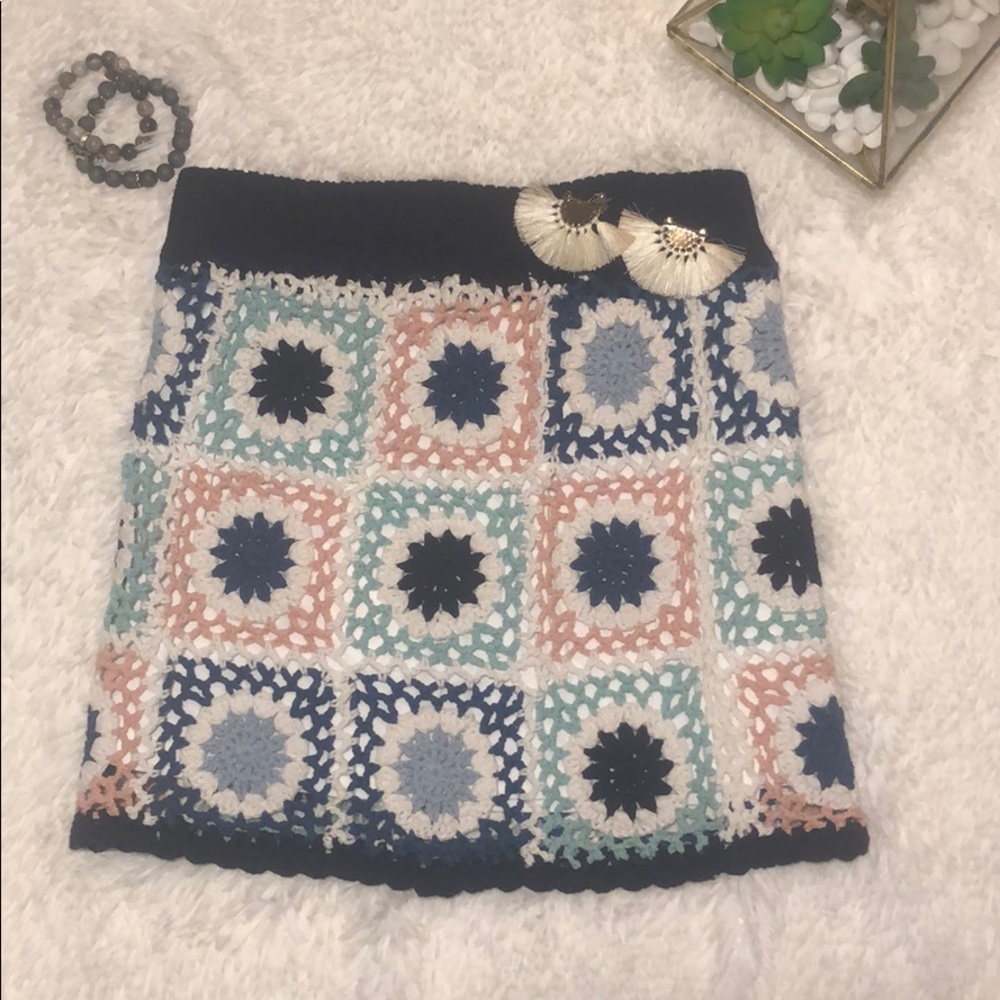 Boho crochet mini skirt